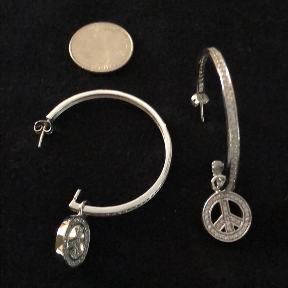 Queen Baby Large Pave Crystal Peace Hoops